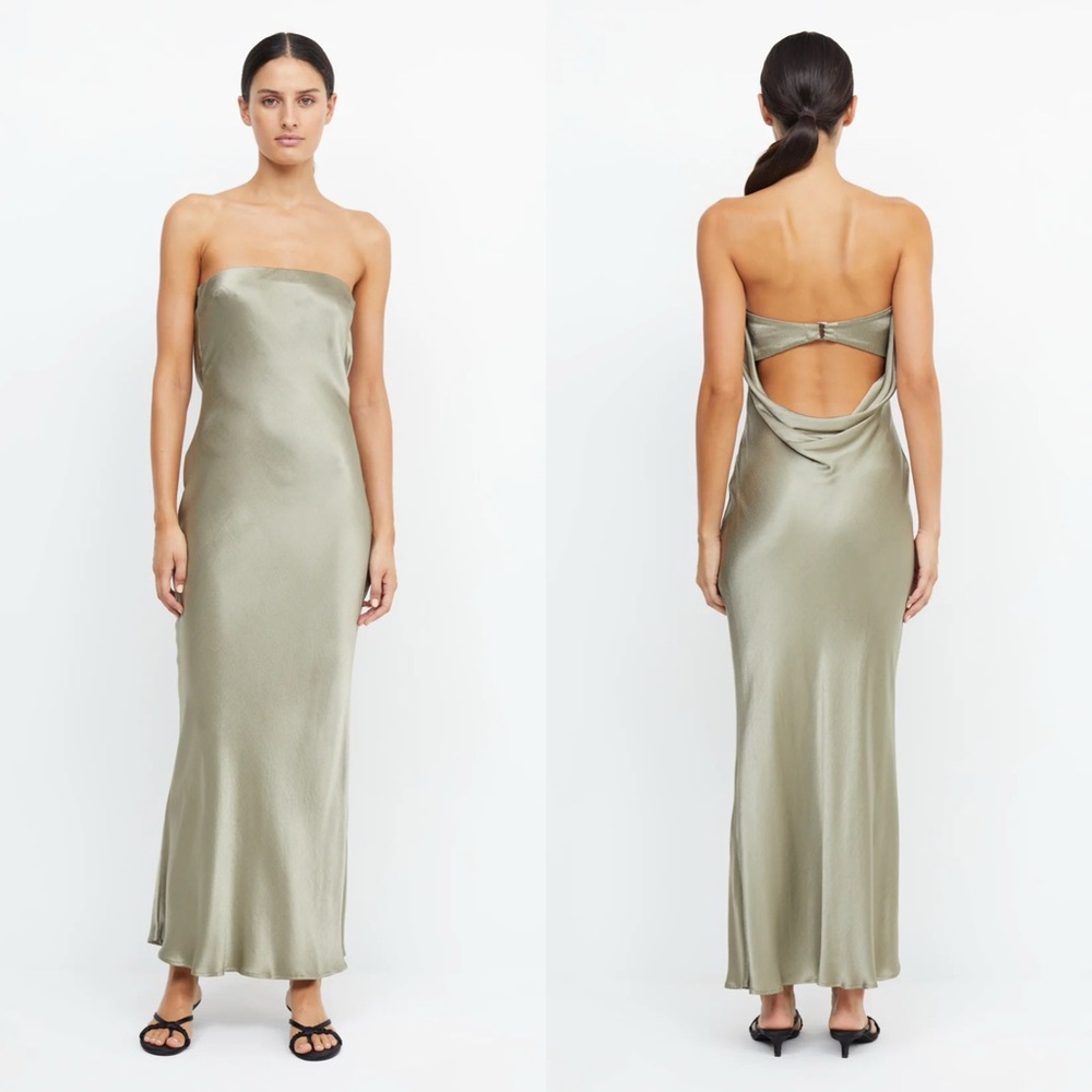 Bec + Bridge Moon Dance Strapless Dress In Sage Size 2